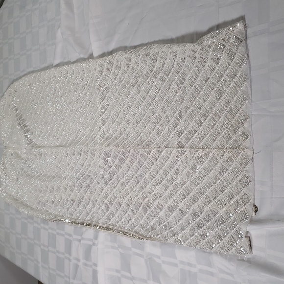 🔥🥵Jaw dropping off white sequin and bead high waisted skirt by Banjul LARGE🥵 - Picture 10 of 12